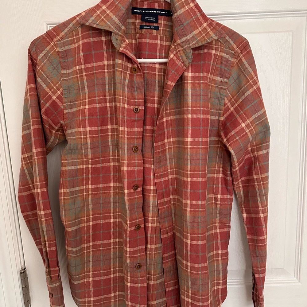 Women Ralph Lauren sport rusty pink Plaid Shirt -